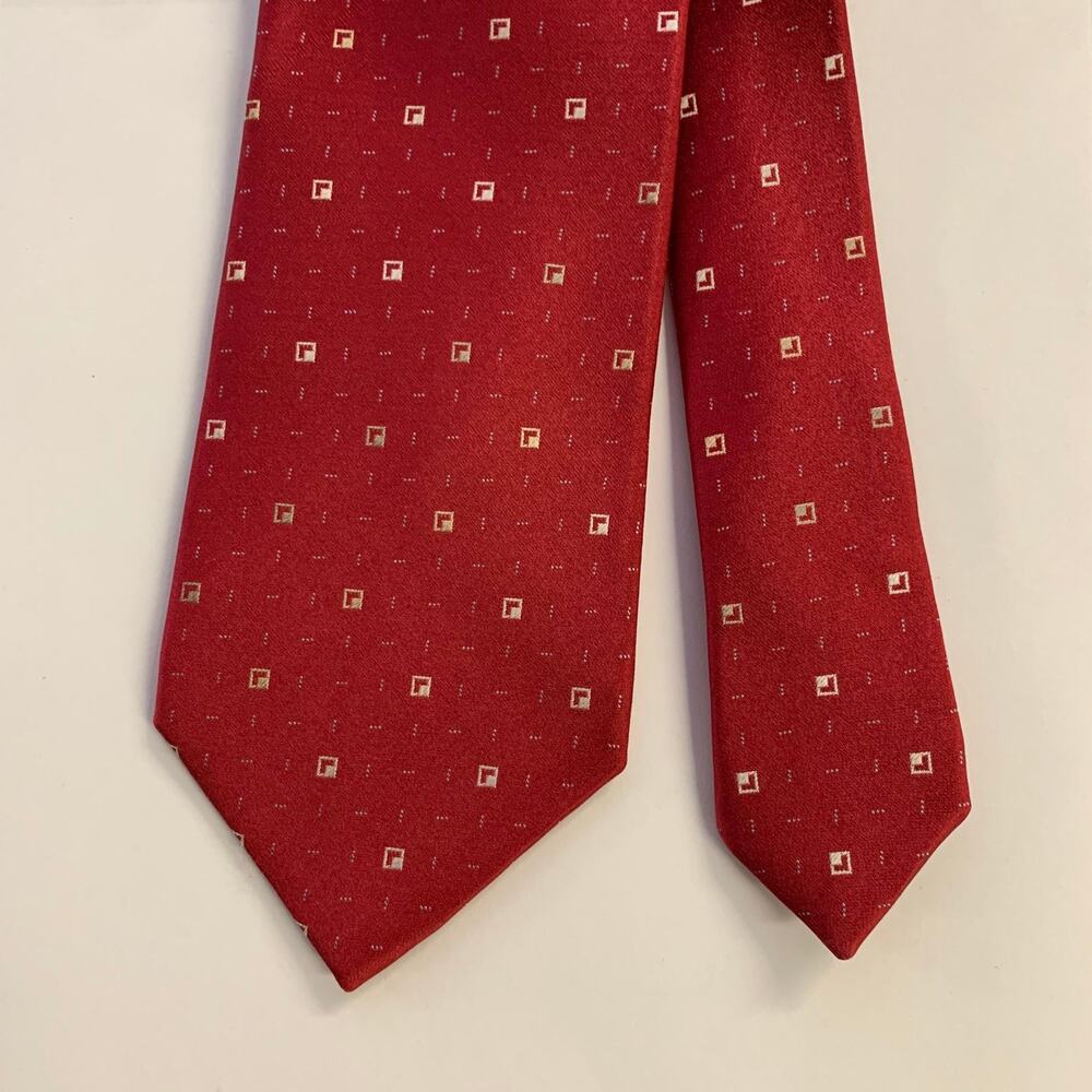 ERMENEGILDO ZEGNA One Size Red Cream Silk Tie